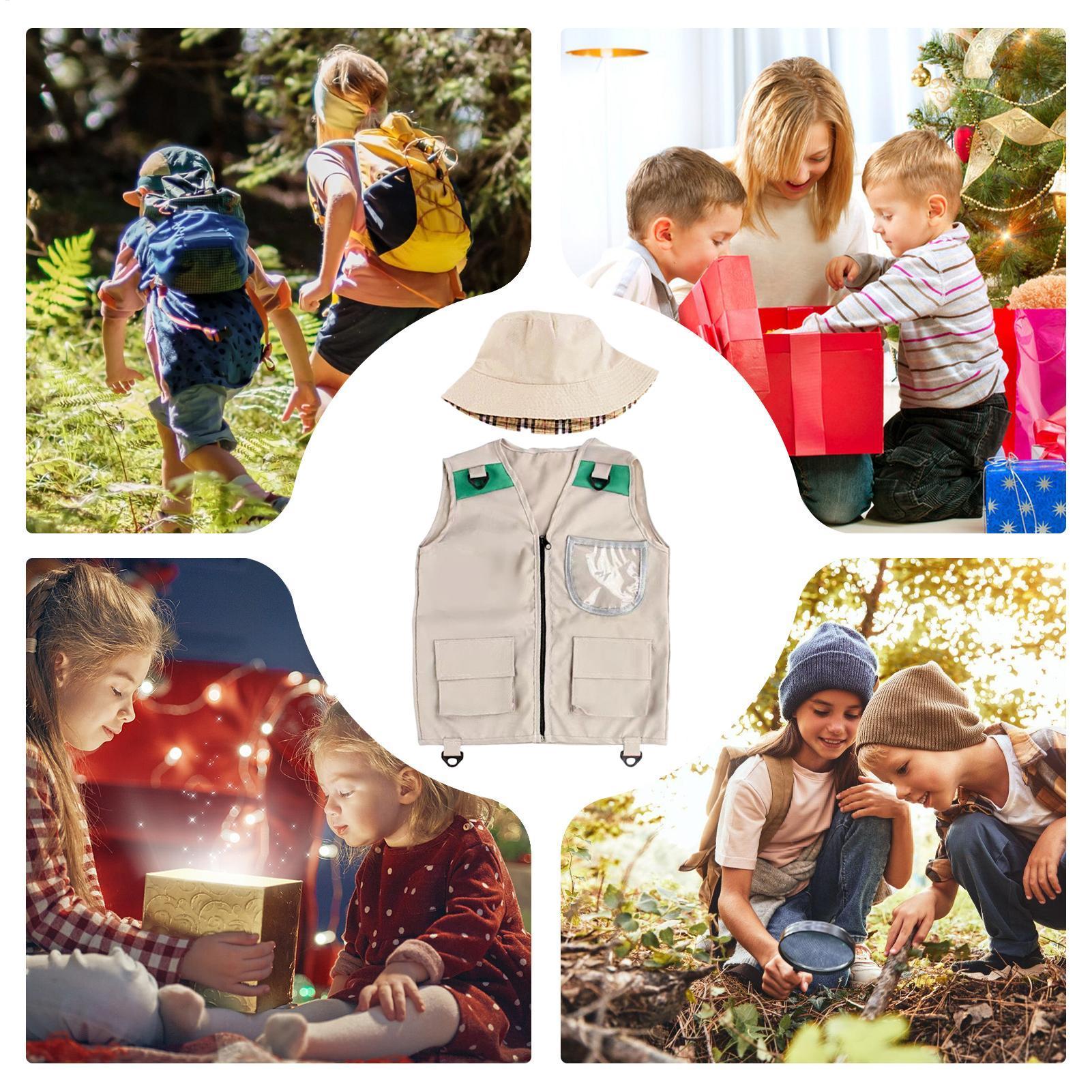 Outdoor Adventure Kit For Boys - Kids Explorer Vest and Hat Costume