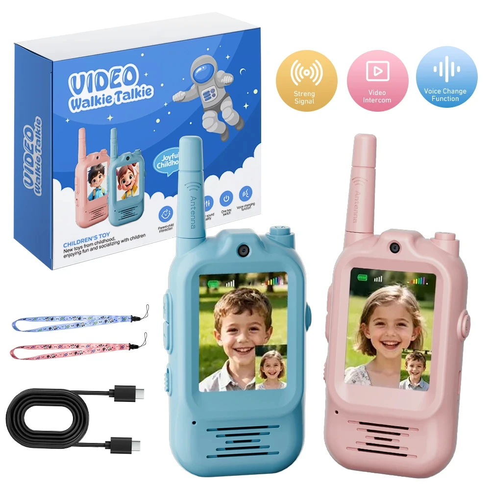 Outdoor Adventure Toys For Kids - 2pcs Kids Video Walkie Talkie Rechargeable