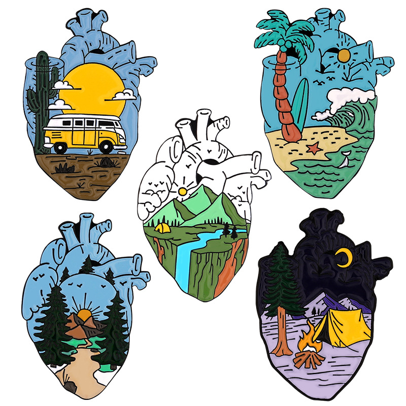 Outdoor Adventure Friends - Adventure Heart Enamel Pins Desert Van