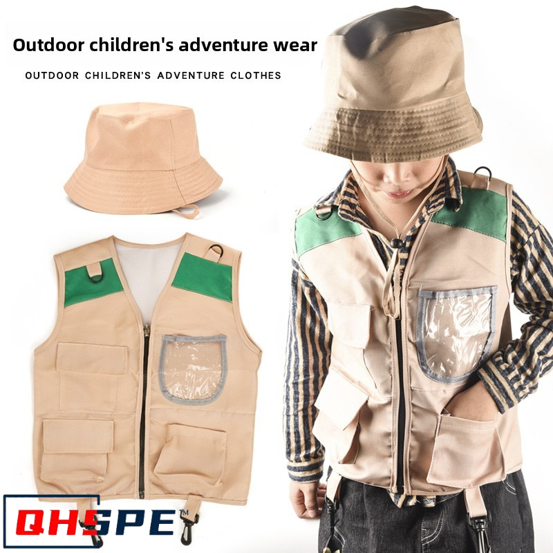 Outdoor Adventure Kit For Boys - Kids Explorer Vest and Hat Costume