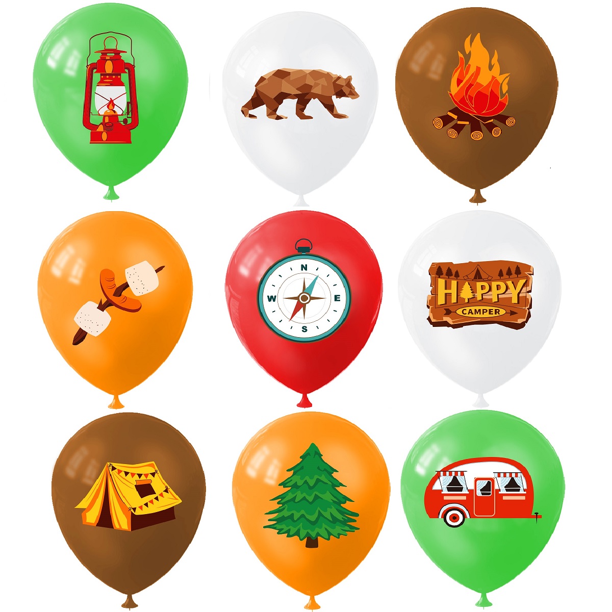 9pcs Happy Camping Balloon, Ou - Outdoor Adventure Kit 评论和价格